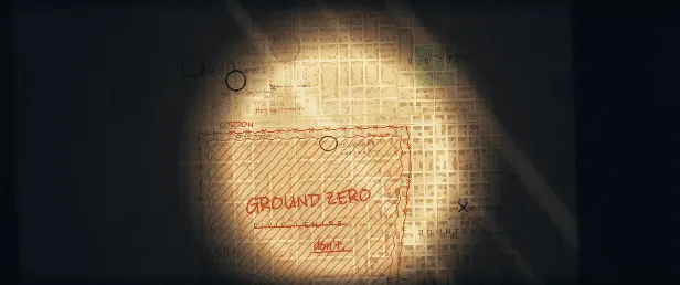 The survivor’s map of Halden under a torch, with the Bloom spreading across it