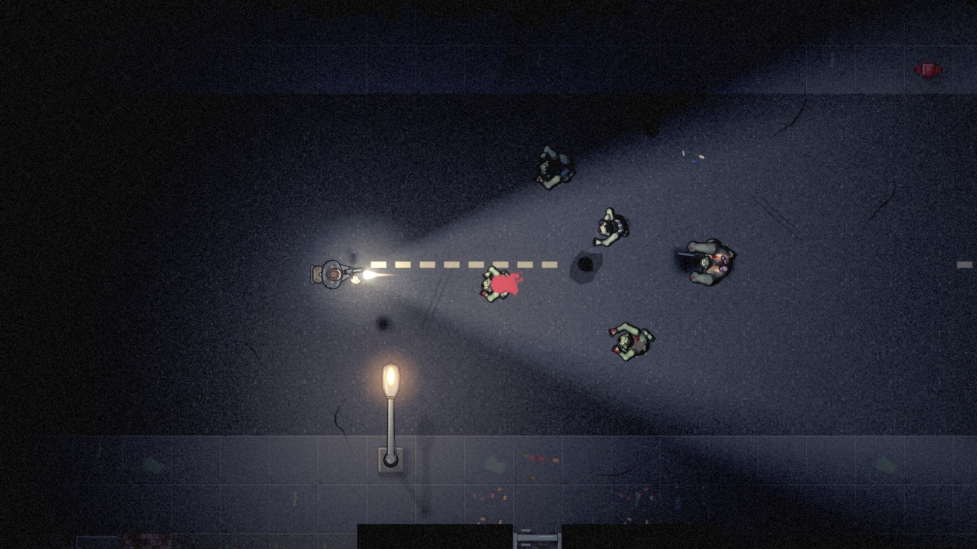 A pistol, a flashlight and a lamp that still works. Night belongs to the infected.